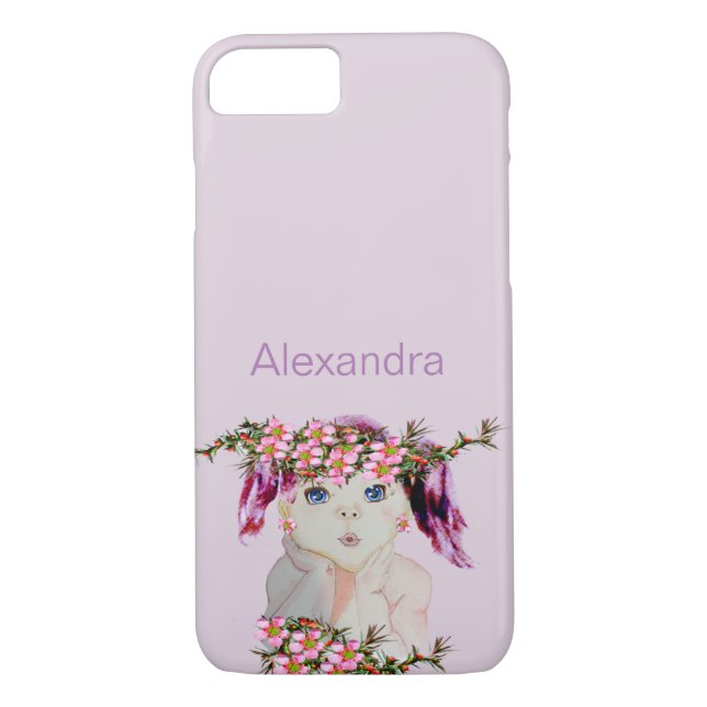 Coques Case-Mate iPhone Nom personnalisé Filles Floral Fleur sauvage Purpl (Dos)