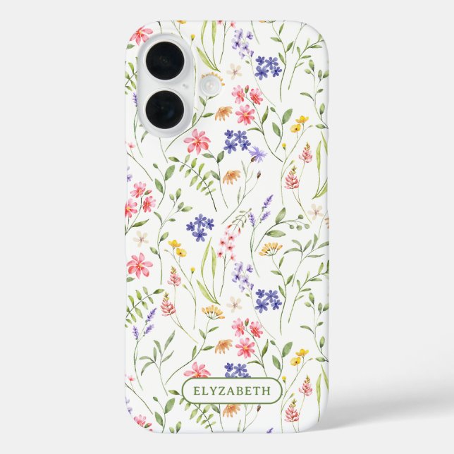Coques Case-Mate iPhone Nom personnalisé fleur sauvage Blanc (Verso)