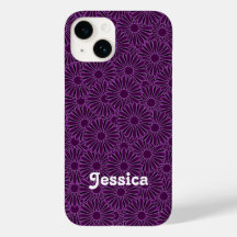 Nom personnalisé fleurs violettes sur noir