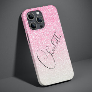 Coque Pour Pour iPhone 14 Pro Max Nom personnalisé girly chic moderne rose pailleté