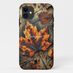 Case-Mate iPhone Case Nom personnalisé Grungy Autumen Feuilles industrie