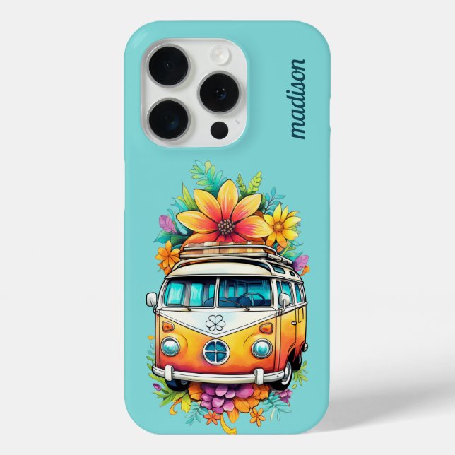 Coques Case-Mate iPhone Nom personnalisé Hippie Van (Verso)