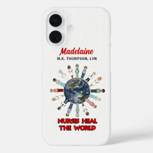 Coque Pour iPhone 16 Nom personnalisé Infirmières guérir le monde
