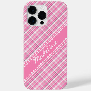 Coque Pour Pour iPhone 14 Pro Max Nom personnalisé Joli en Motif Tartan rose