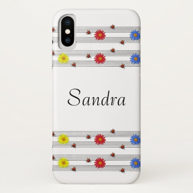 Coques Case-Mate iPhone Nom personnalisé Ladybugs Music Notes iPhone X Coq (Dos)