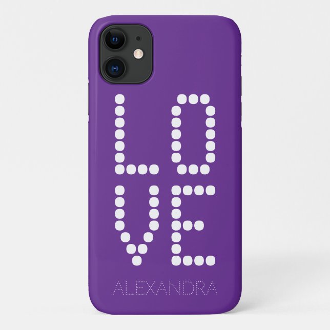 Coques Case-Mate iPhone Nom personnalisé & Love Smart Font On Purple (Dos)