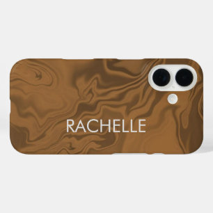 Coque Pour iPhone 16 Nom personnalisé marbre brun texture