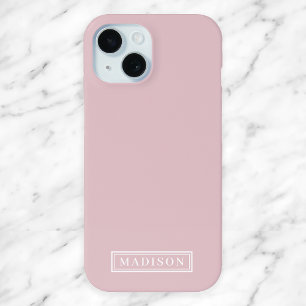 Coque Pour iPhone 15 Nom personnalisé minimaliste blanc rose pâle
