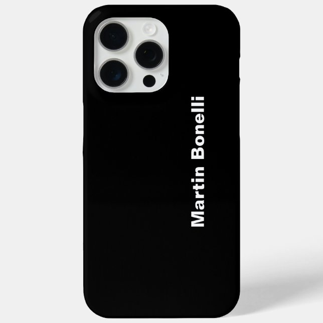 Coques Case-Mate iPhone Nom personnalisé Minimaliste moderne noir blanc (Verso)