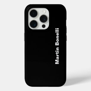 Coque iPhone 15 Pro Nom personnalisé Minimaliste moderne noir blanc