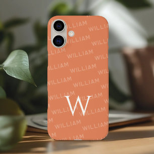 Coques iPhone 16 Plus Nom personnalisé, modèle simple Monogramme
