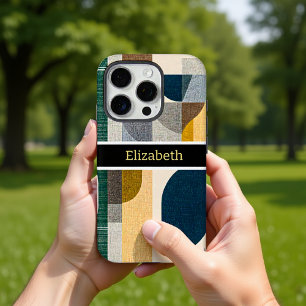Coques iPhone 16 Pro Nom personnalisé Moderne Abstrait Géométrique Marb