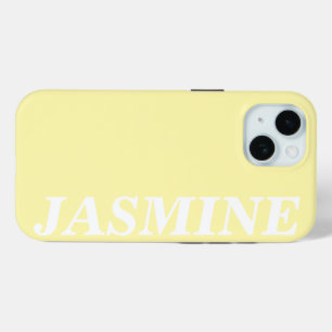 COQUE POUR iPhone 15 NOM PERSONNALISÉ MODERNE ÉLÉGANT COULEUR CRÈME UNI