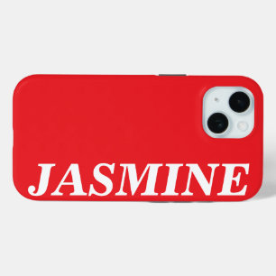 COQUE POUR iPhone 15 NOM PERSONNALISÉ MODERNE ET ÉLÉGANT COULEUR ROUGE