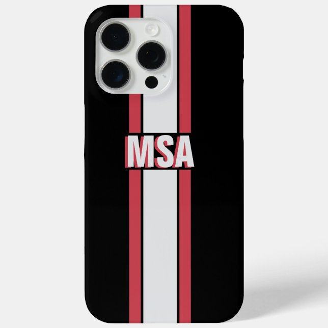 Coques Case-Mate iPhone Nom personnalisé moderne Rouge Noir Ligne droite (Verso)
