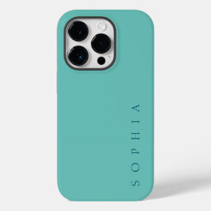 Coque Pour iPhone 14 Pro Nom personnalisé moderne Turquoise et bleu