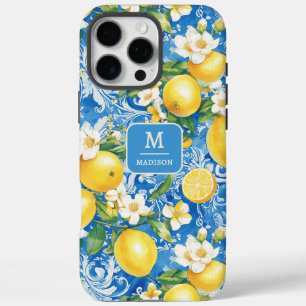 Coques iPhone 16 Pro Max Nom personnalisé Monogramme Citron Élégant