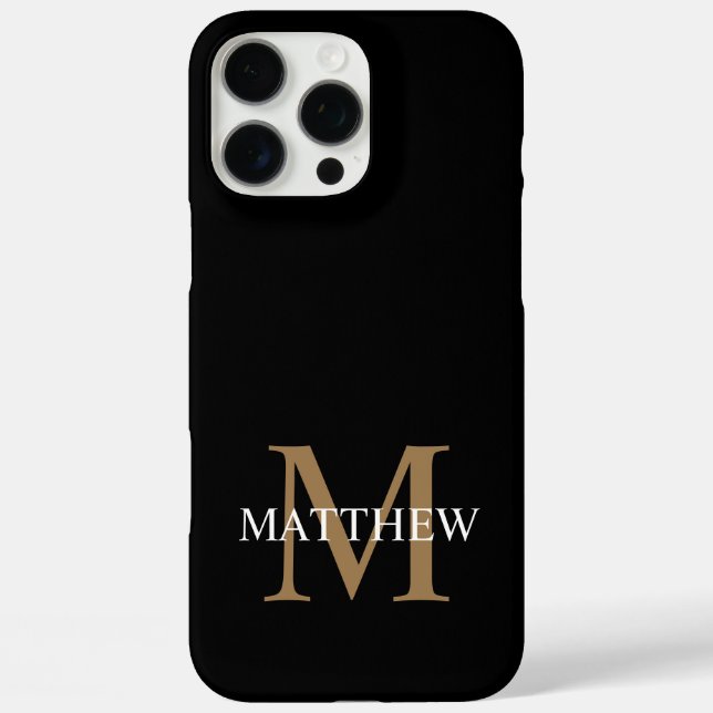 Coques Case-Mate iPhone Nom personnalisé Monogramme noir (Verso)