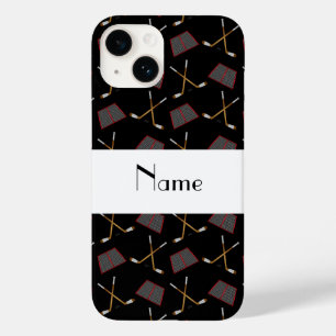 Coque Pour iPhone 14 Nom personnalisé motif de hockey noir