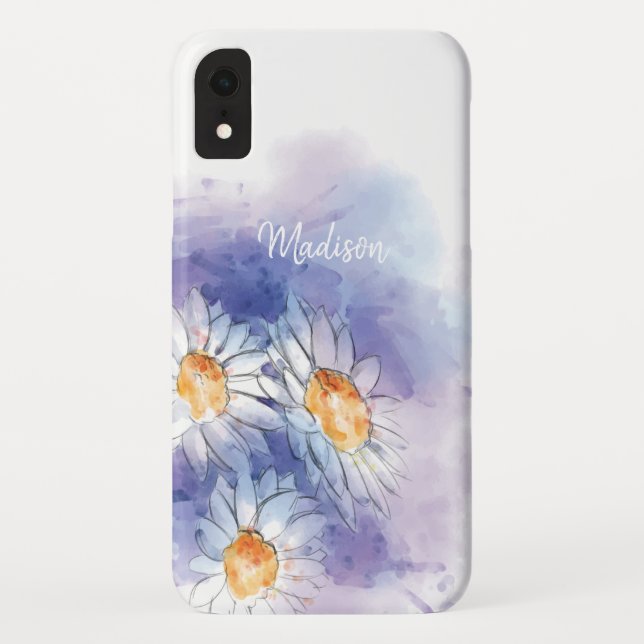 Coques Case-Mate iPhone Nom personnalisé| Motif Floral Daisy (Dos)