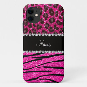 Etui iPhone Case-Mate Nom personnalisé néon rose chaud zèbre rayures léo