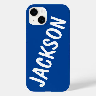 Coque Pour iPhone 14 Nom personnalisé Nom personnalisé Bleu Anniversair