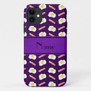 Coques Pour iPhone Nom personnalisé oeufs de bacon violet