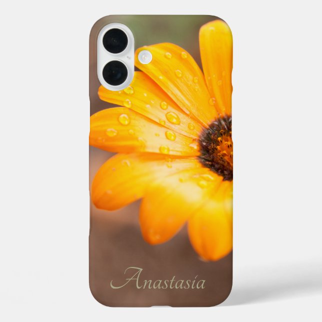 Coques Case-Mate iPhone Nom personnalisé Orange Daisy Gros plan Photo (Verso)