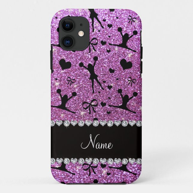 Coques Case-Mate iPhone Nom personnalisé pastel violet parties scintillant (Dos)