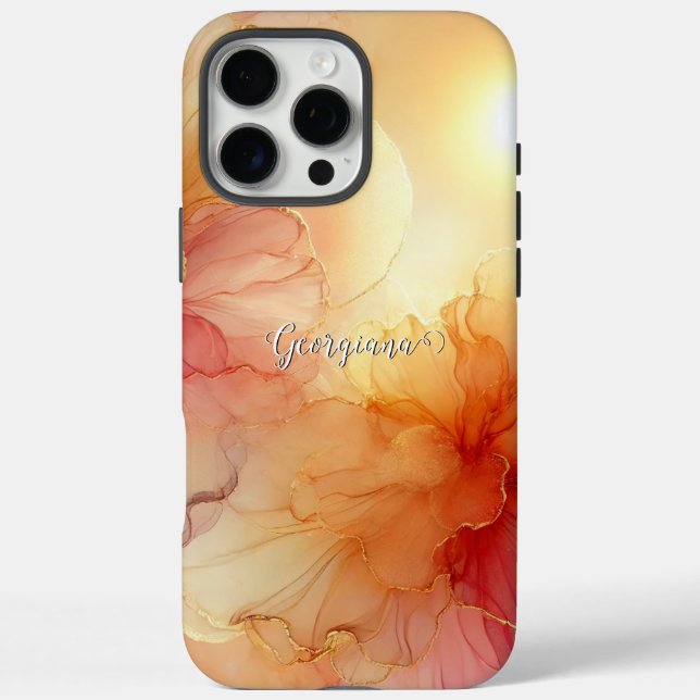 Coques Case-Mate iPhone Nom personnalisé Pêcher framboise Floral Alcool En (Verso)