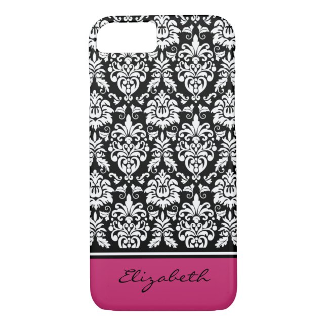 Coques Case-Mate iPhone Nom personnalisé Pink Black White Damas (Dos)