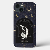 Nom personnalisé Poissons Zodiac Mystique Noire