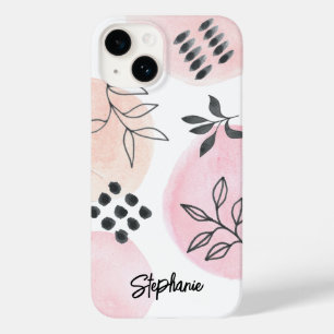 Coque Pour iPhone 14 Nom personnalisé Rose floral moderne