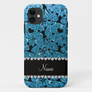 Coques Pour iPhone Nom personnalisé sky blue parties scintillant chew