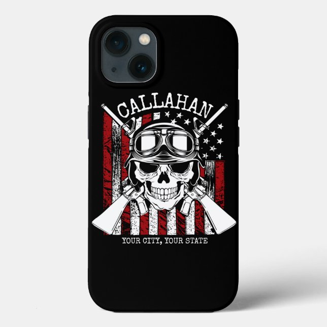 Coques Case-Mate iPhone NOM personnalisé Soldat Crâne Double Armes USA Dra (Verso)