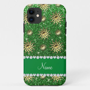 Etui iPhone Case-Mate Nom personnalisé soleils en or vert