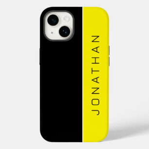 Coque Pour iPhone 14 Nom personnalisé sur Simple Modern Black jaune