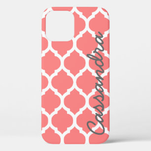 Case-Mate iPhone Case Nom personnalisé sur Trellis marocain rose