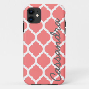 Case-Mate iPhone Case Nom personnalisé sur Trellis marocain rose