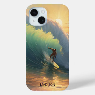 Coque Pour iPhone 15 Nom personnalisé Surf