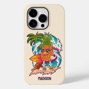 Coque Pour iPhone 14 Pro Nom personnalisé Surfing Pineapple