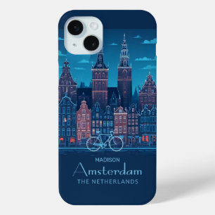 Coque iPhone 15 Mini Nom personnalisé / Texte Amsterdam
