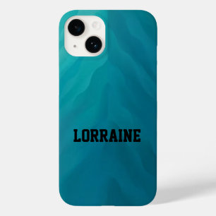Coque Pour iPhone 14 Nom personnalisé texture turquoise en verre
