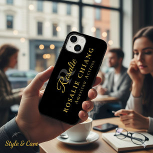 Coque Pour iPhone 14 Nom personnalisé & Titre avec Monogramme