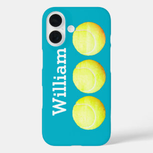 Coque Pour iPhone 16 Nom personnalisé, Trois balles de tennis dans une 