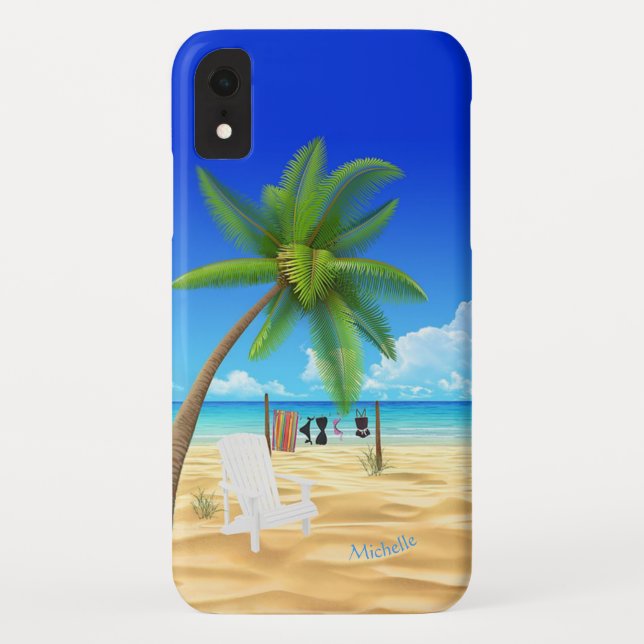 Coques Case-Mate iPhone Nom personnalisé Tropical Ocean Beach Scène (Dos)