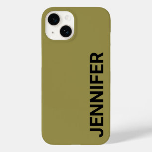 Coque Pour iPhone 14 Nom personnalisé vert décalé solide