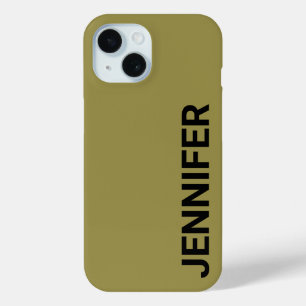 Coque Pour iPhone 15 Nom personnalisé vert décalé solide