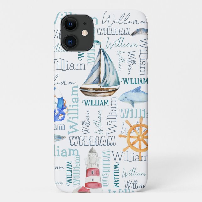 Coques Case-Mate iPhone Nom personnalisé voile nautique marine (Dos)