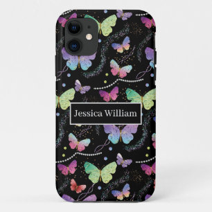 Case-Mate iPhone Case Nom personnel Élégant Papillons violets brillants